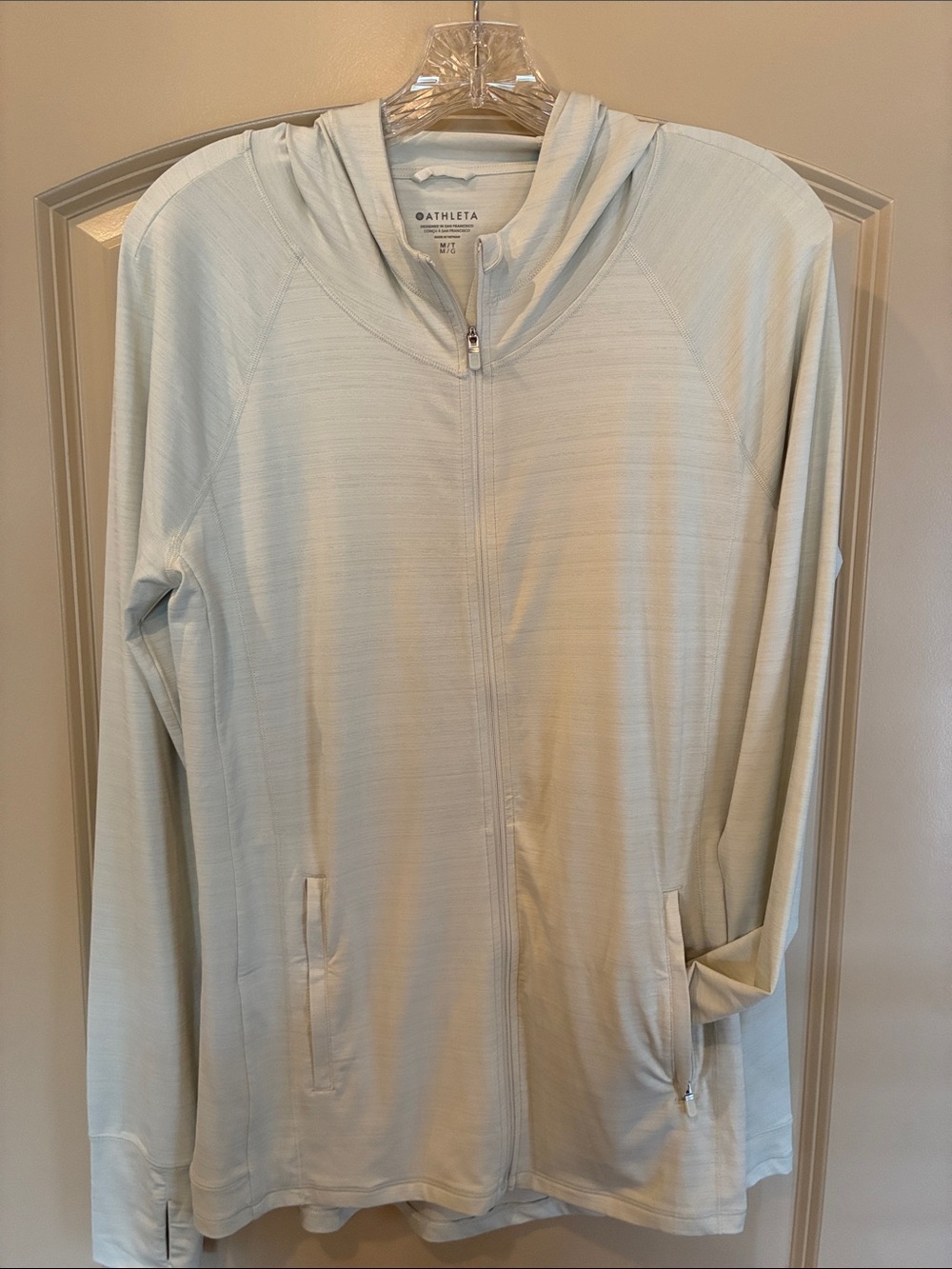 Athleta celery colored Zip-Up Hooded Utility Jacket